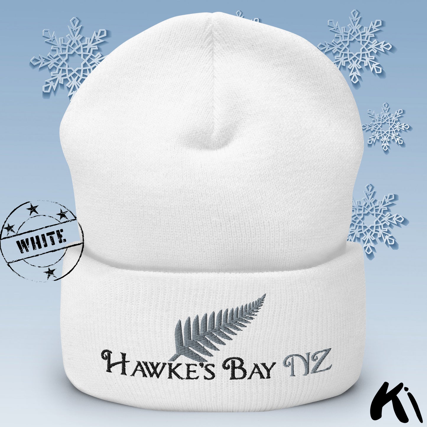 HAWKE'S BAY NZ Silver Fern Cuffed Beanie