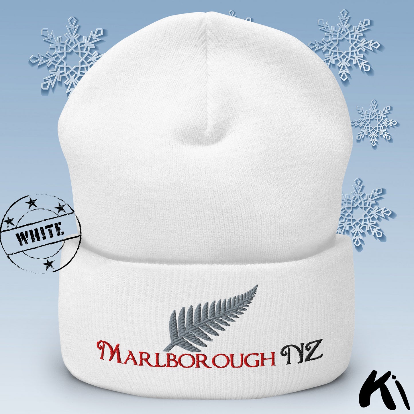 MARLBOROUGH NZ Silver Fern Cuffed Beanie