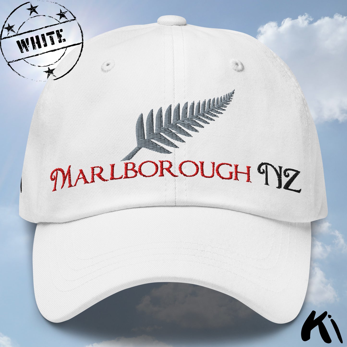 MARLBOROUGH NZ Silver Fern Embroidered Cap / Dad Hat