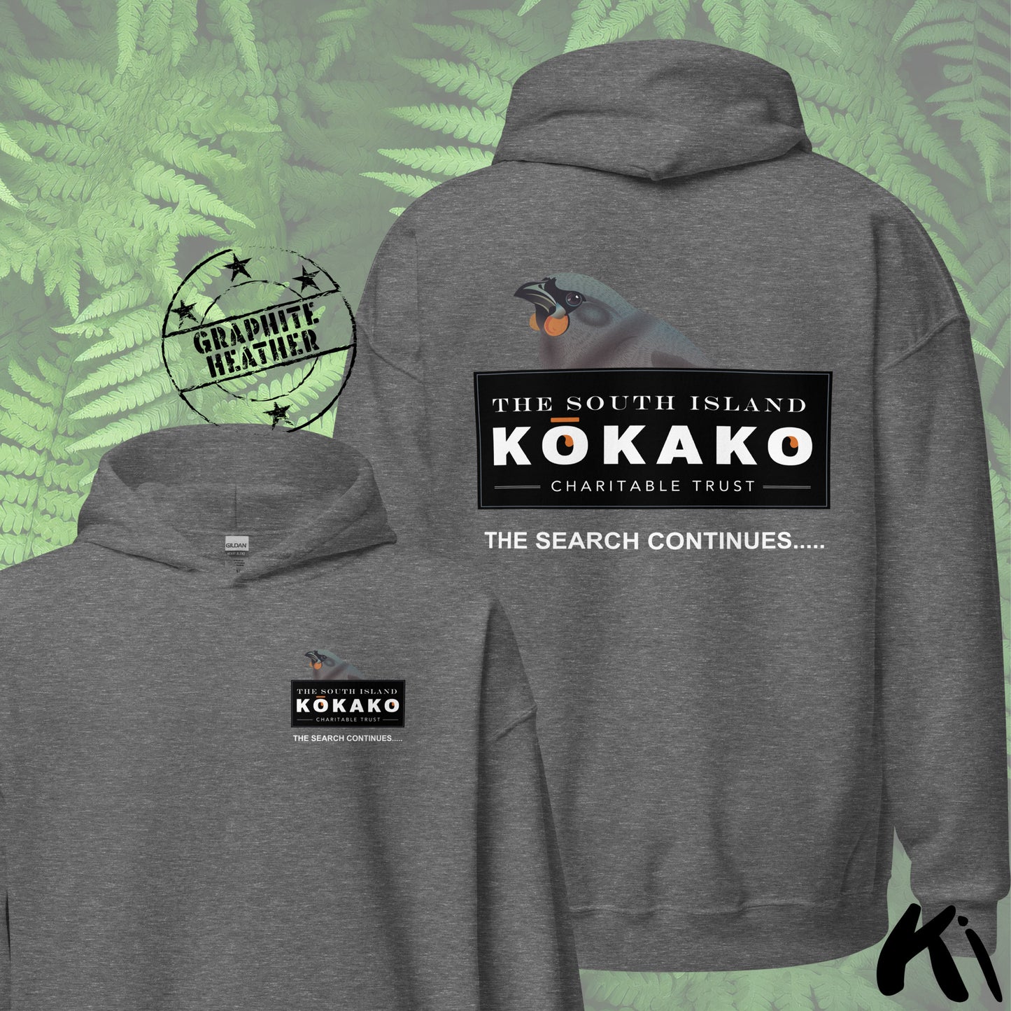 SOUTH ISLAND KŌKAKO Charitable Trust Unisex Hoodie FRONT & BACK Print