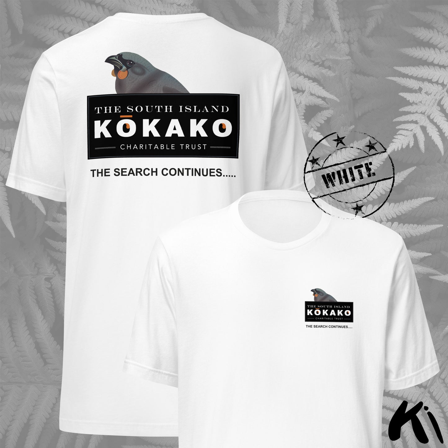 SOUTH ISLAND KŌKAKO Charitable Trust Official Fundraising FRONT and BACK Print Shirt - Light Colours