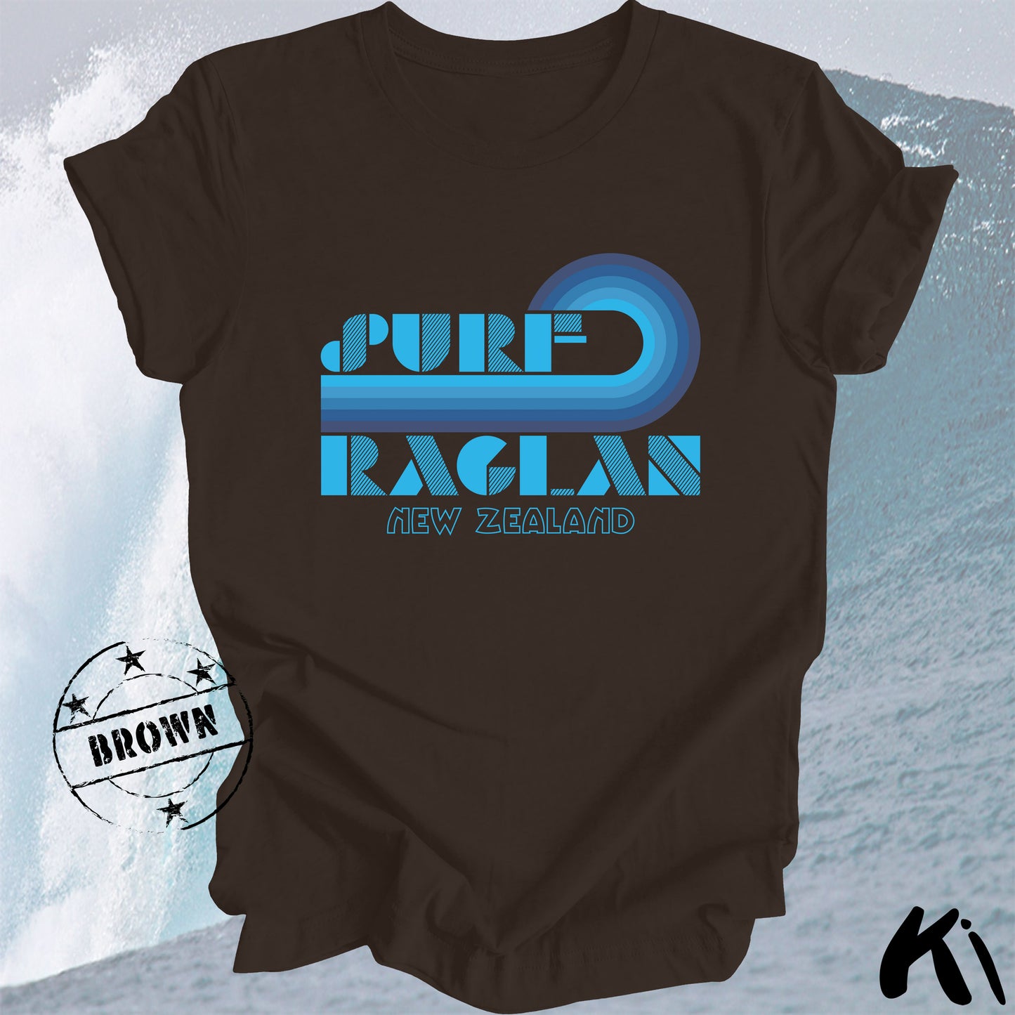 RAGLAN New Zealand Retro Surfing Wave Shirt