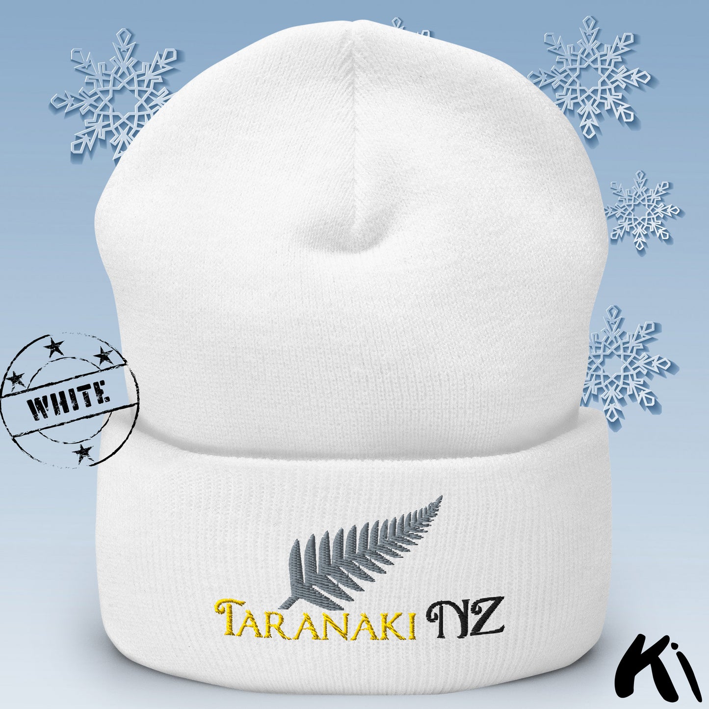 TARANAKI NZ Silver Fern Cuffed Beanie