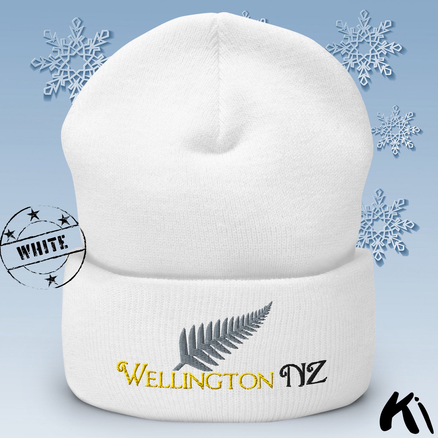 WELLINGTON NZ Silver Fern Cuffed Beanie