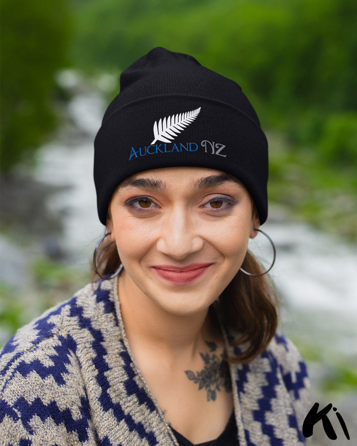 AUCKLAND NZ Silver Fern Cuffed Beanie