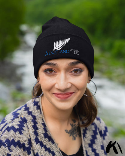 AUCKLAND NZ Silver Fern Cuffed Beanie
