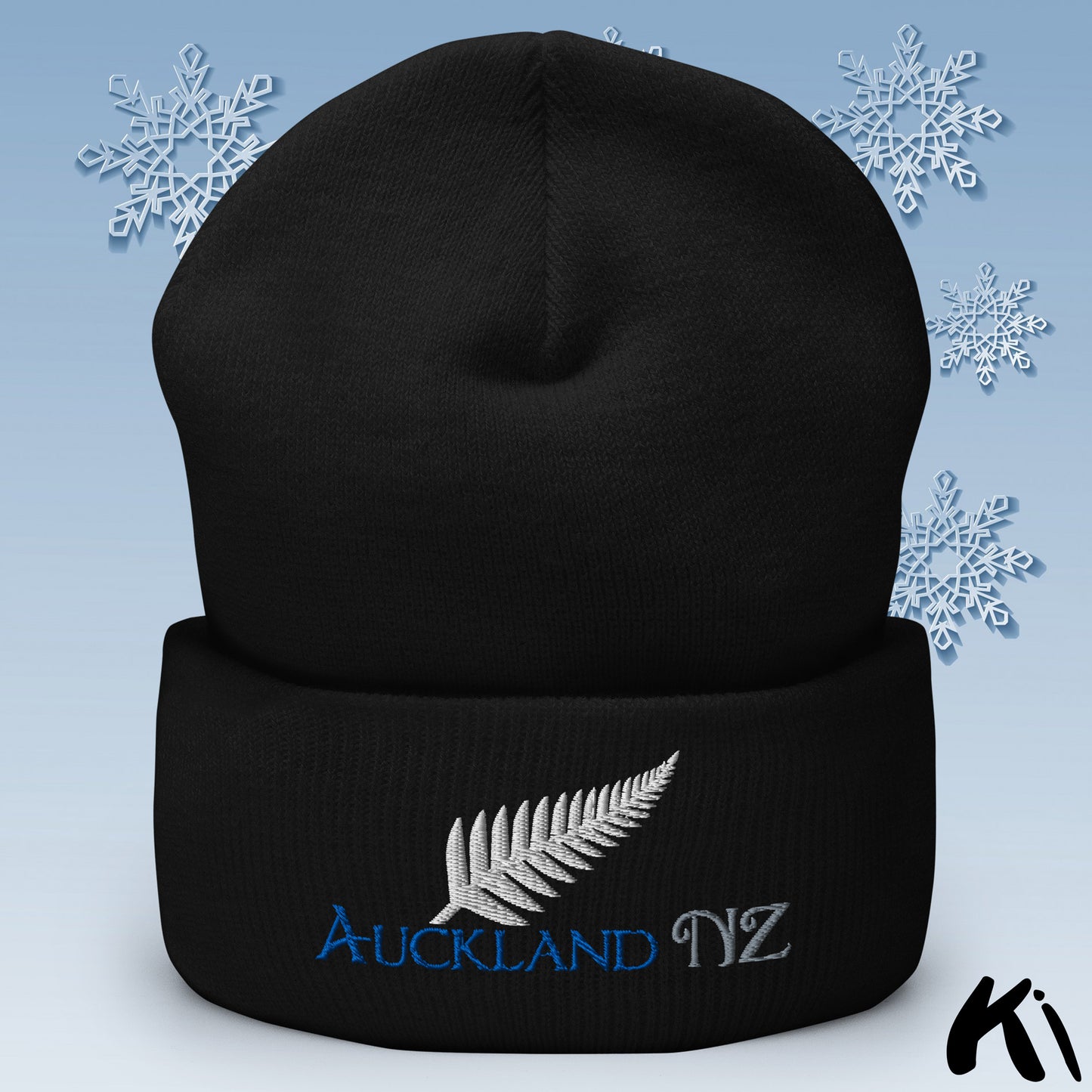 AUCKLAND NZ Silver Fern Cuffed Beanie