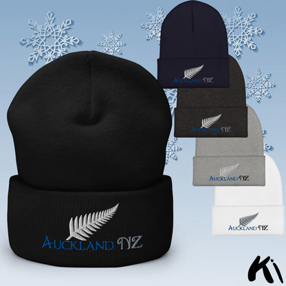 AUCKLAND NZ Silver Fern Cuffed Beanie