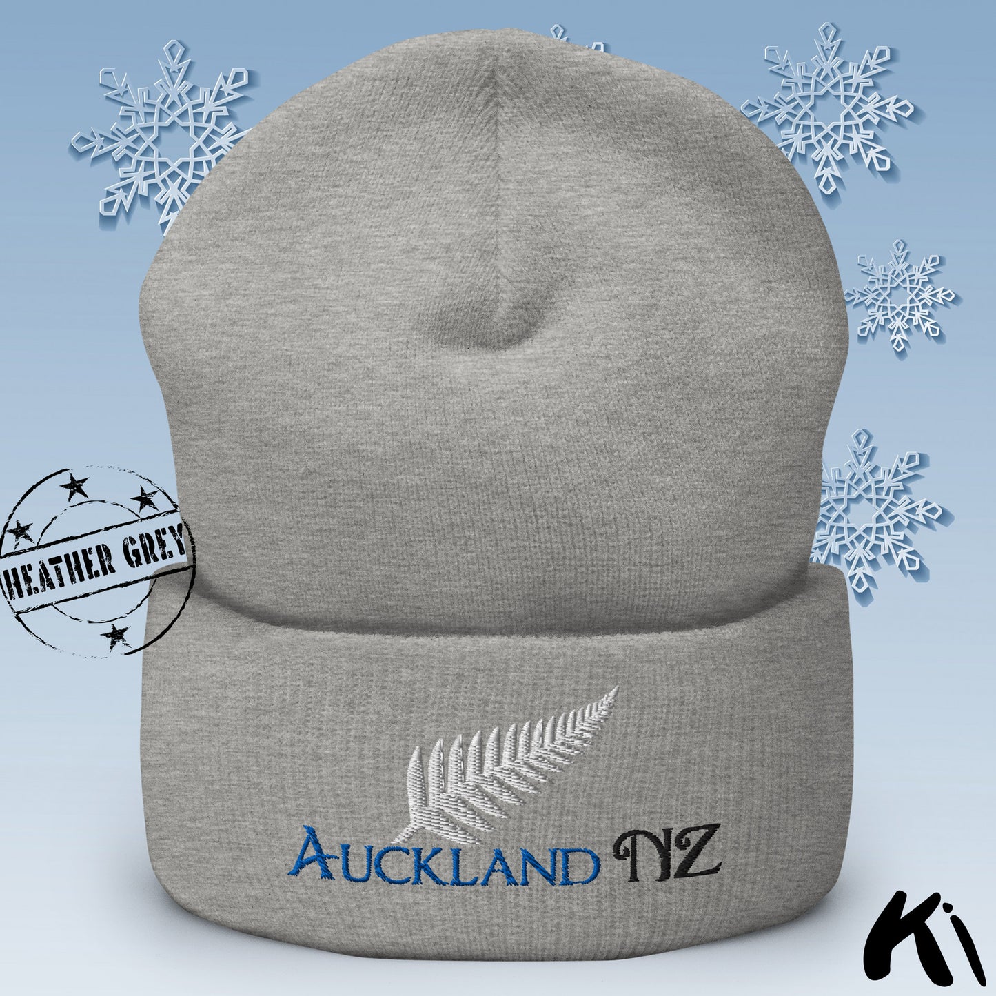 AUCKLAND NZ Silver Fern Cuffed Beanie