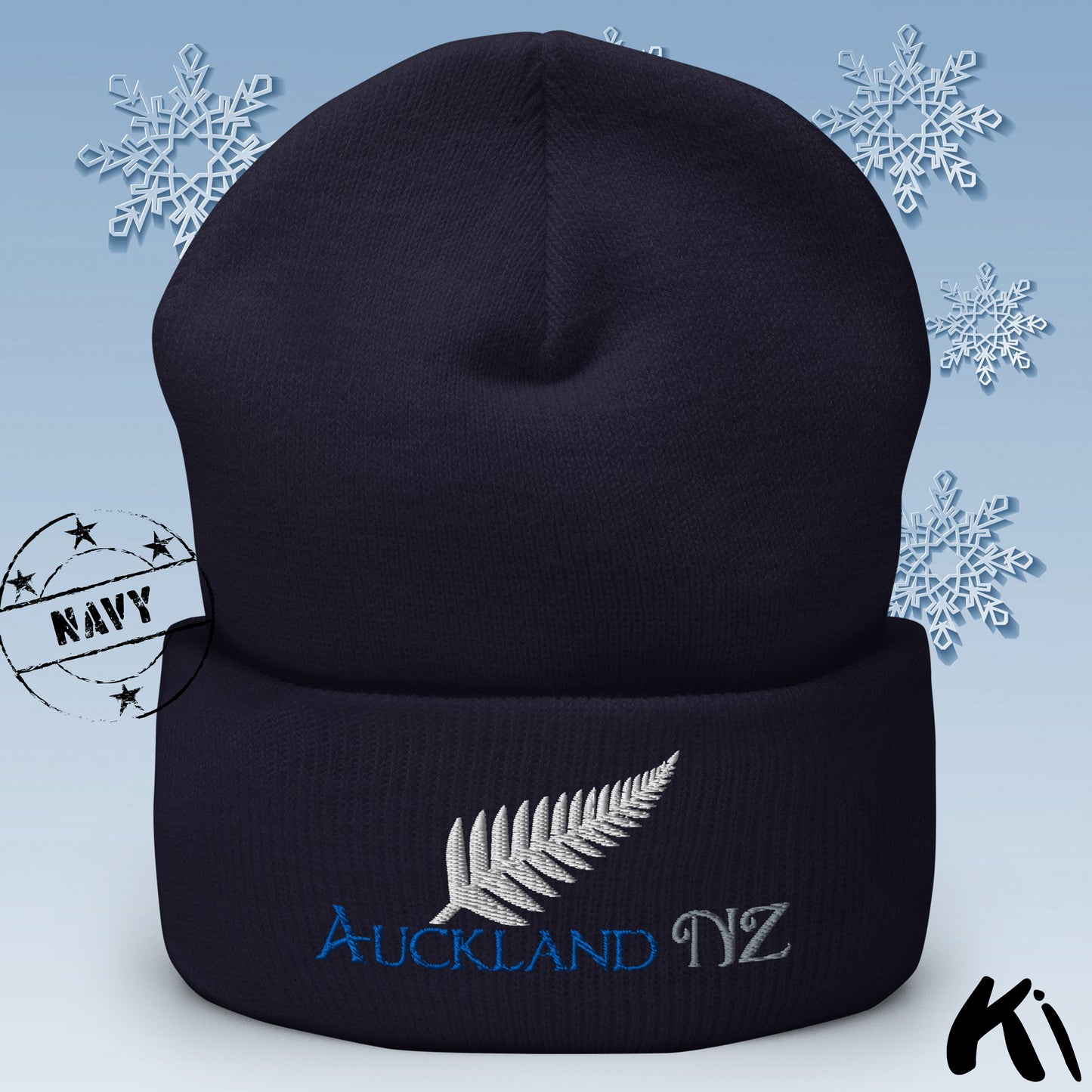 AUCKLAND NZ Silver Fern Cuffed Beanie