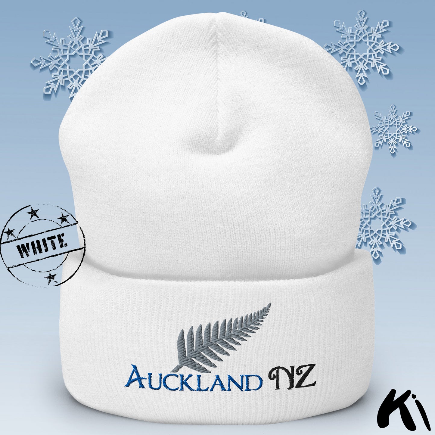 AUCKLAND NZ Silver Fern Cuffed Beanie
