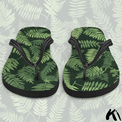 Green & Black FERN LEAF Jandals