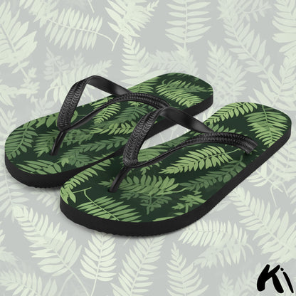 Green & Black FERN LEAF Jandals