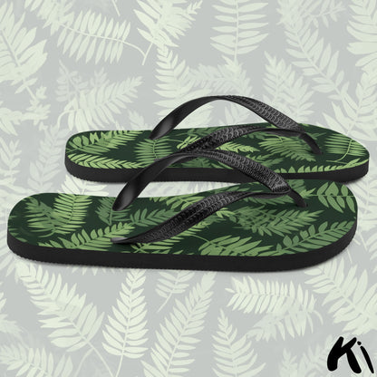 Green & Black FERN LEAF Jandals