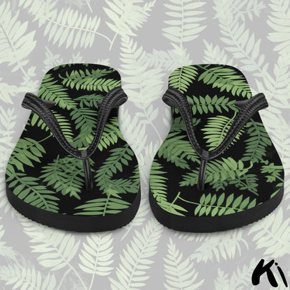 Black & Green FERN LEAF Jandals