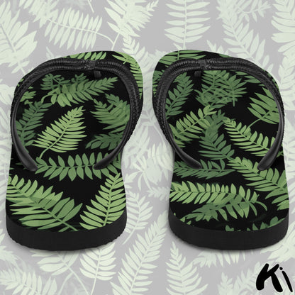 Black & Green FERN LEAF Jandals