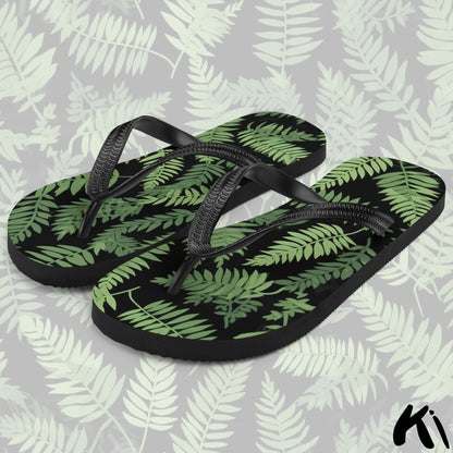 Black & Green FERN LEAF Jandals