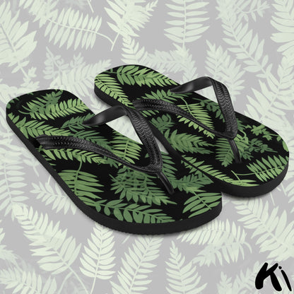 Black & Green FERN LEAF Jandals