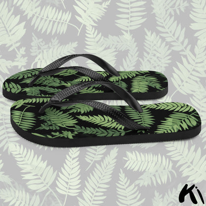 Black & Green FERN LEAF Jandals