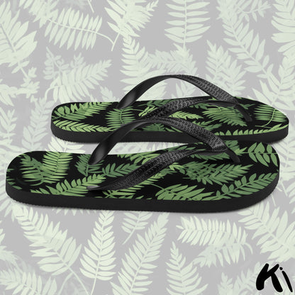 Black & Green FERN LEAF Jandals