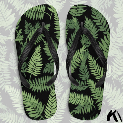 Black & Green FERN LEAF Jandals