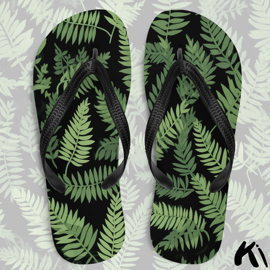 "MIDNIGHT GREEN" Fern Leaf Jandals