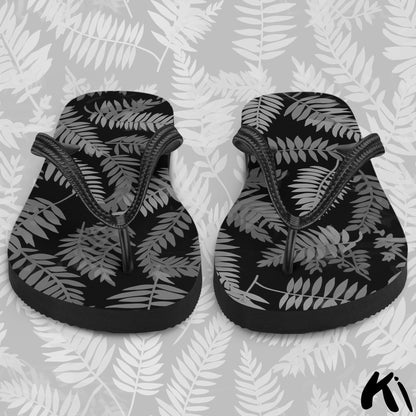 Black & Grey FERN LEAF Jandals