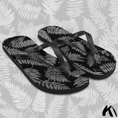 Black & Grey FERN LEAF Jandals
