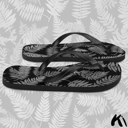Black & Grey FERN LEAF Jandals