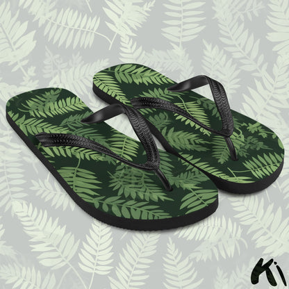 "FOREST GREEN" Fern Leaf Jandals