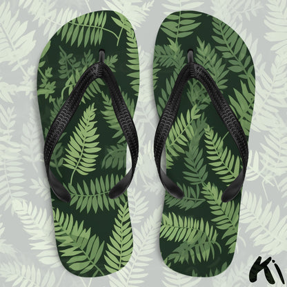 "FOREST GREEN" Fern Leaf Jandals