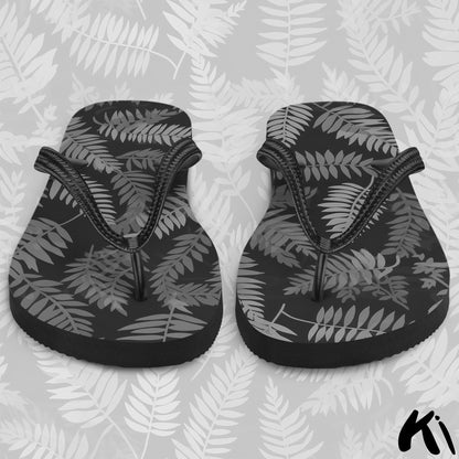 "FOREST CHARCOAL" Fern Leaf Jandals