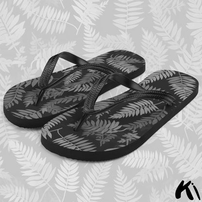 "FOREST CHARCOAL" Fern Leaf Jandals