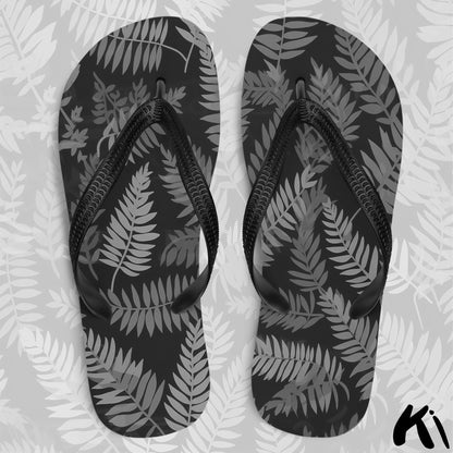 Dark Grey FERN LEAF Jandals