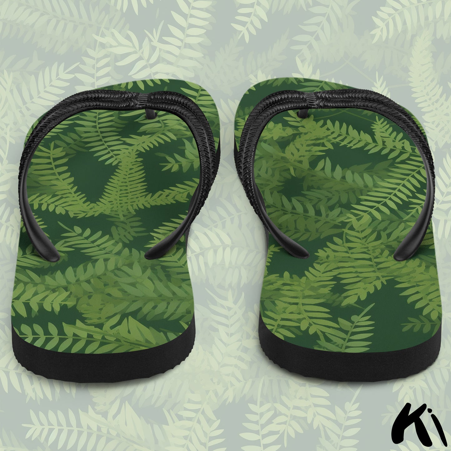 Green FERN LEAF Jandals