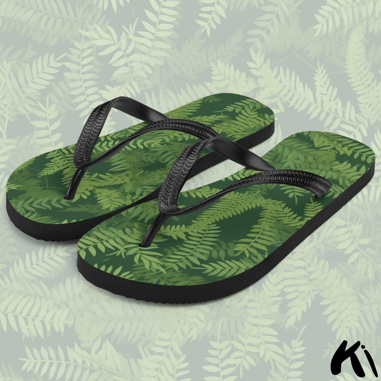 Green FERN LEAF Jandals
