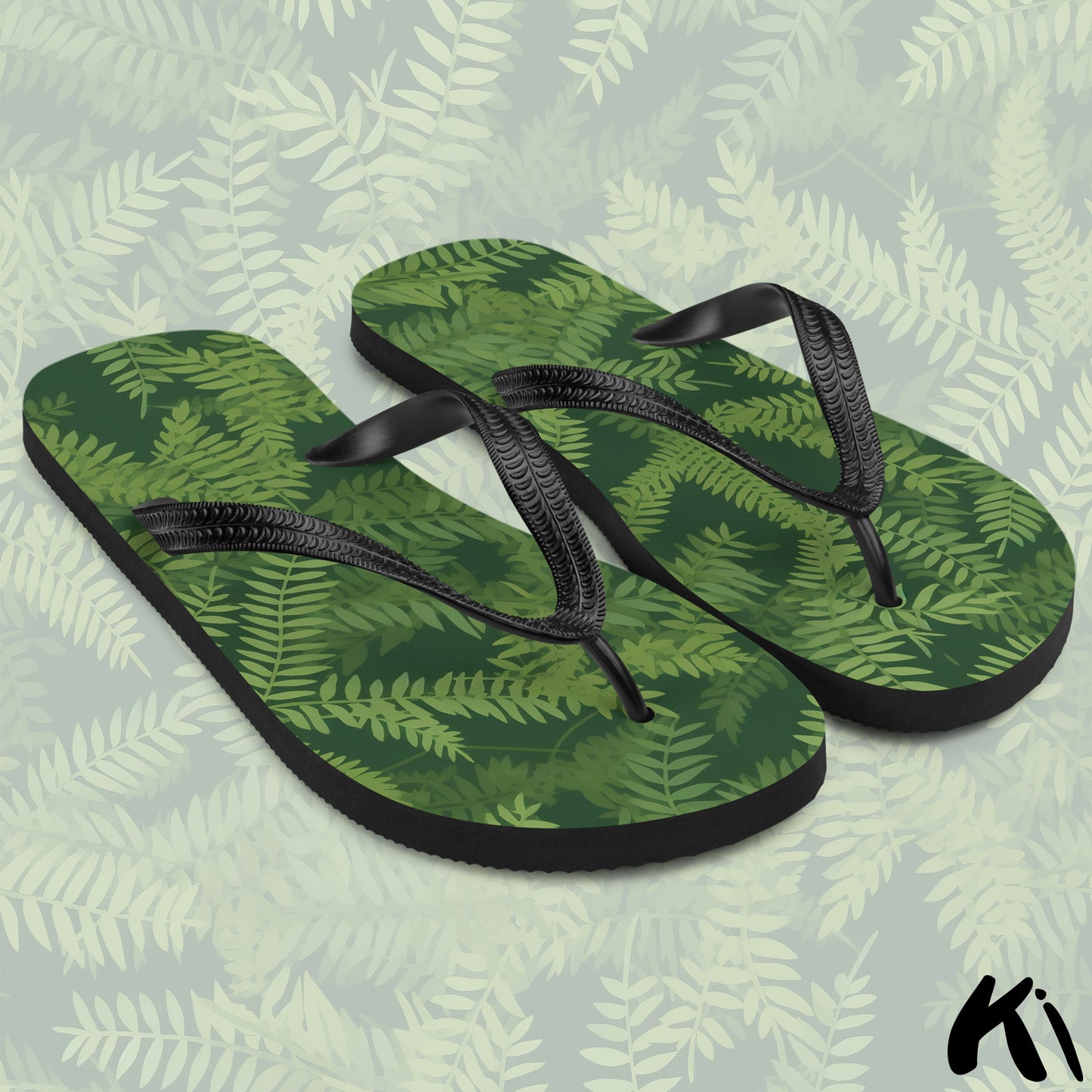Green FERN LEAF Jandals