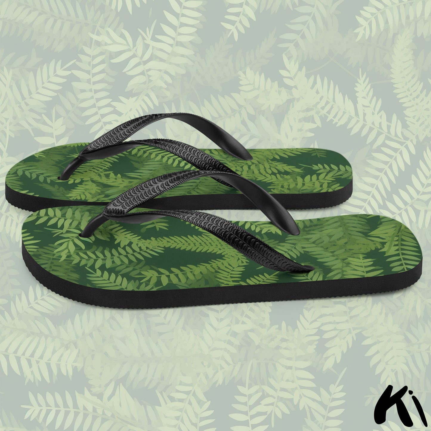 Green FERN LEAF Jandals