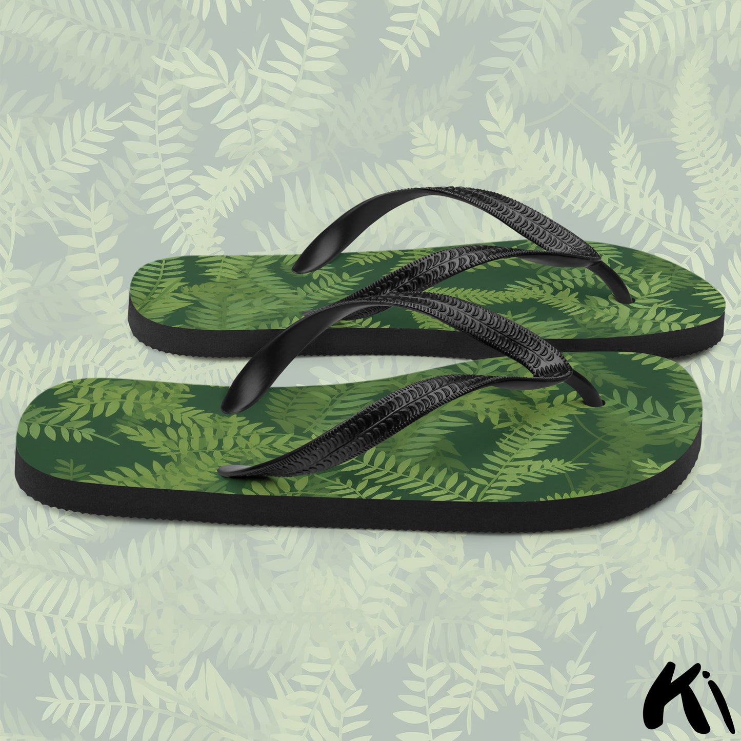 Green FERN LEAF Jandals