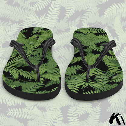Black & Green FERN LEAF Jandals