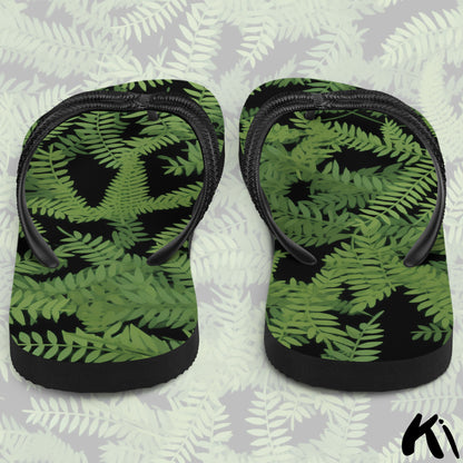 Black & Green FERN LEAF Jandals