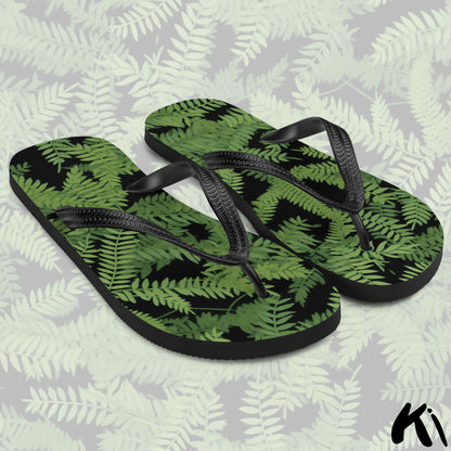 Black & Green FERN LEAF Jandals