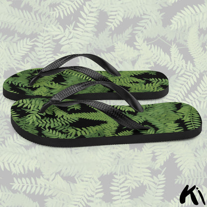 Black & Green FERN LEAF Jandals