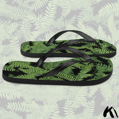 Black & Green FERN LEAF Jandals