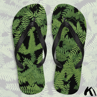 Black & Green FERN LEAF Jandals