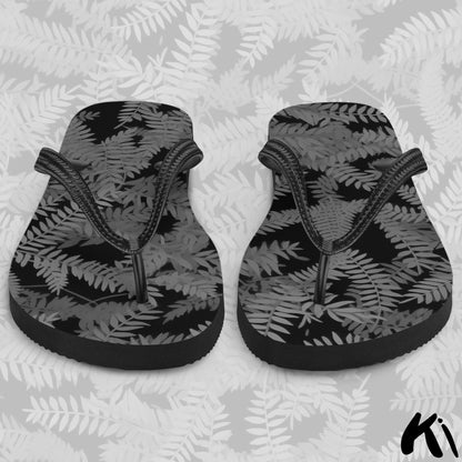 Black & Grey FERN LEAF Jandals