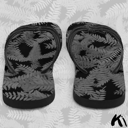 Black & Grey FERN LEAF Jandals