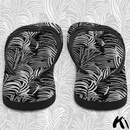 Black & Grey FERN LEAF Jandals