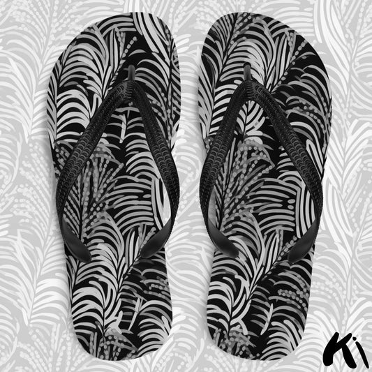 "COASTAL MIDNIGHT" Fern Leaf Jandals