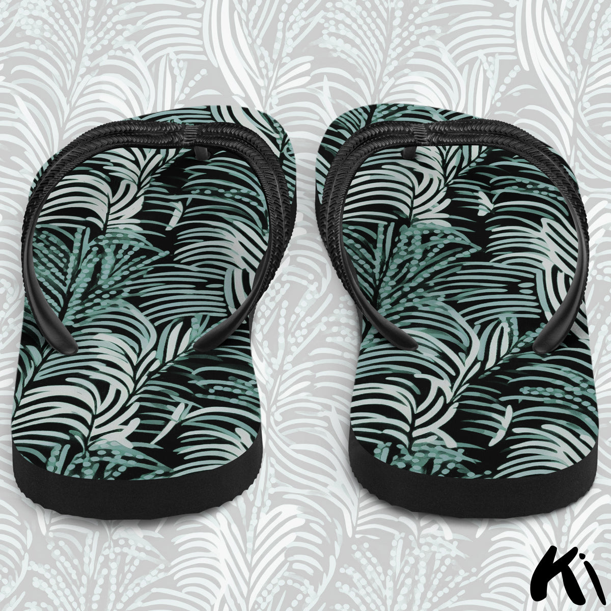 "COASTAL FERNS" Fern Leaf Jandals